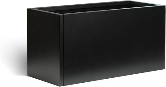 Galvanized Steel Metal Planter Rectangular Indoor Black Planter Box Large Outdoor Planters Steel 25" Lx 11" W x 13" H Commercial Residential for Patio, Deck, Garden