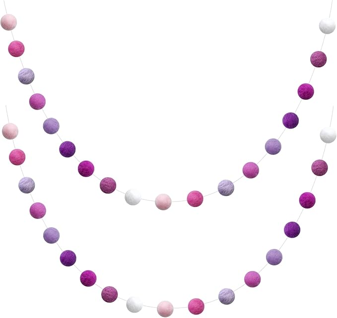 Felt Ball Garland Misscrafts 9.8 Feet 100% Wool Roving Pom Pom Garland 20mm Colorful for Baby Shower Grand Opening Party Festivals Room Decorations