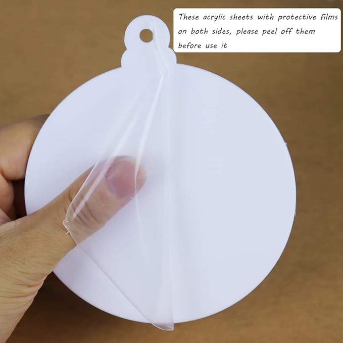 20pcs 4 Inch White Acrylic Christmas Ornaments Blanks - Unfinished Round Acrylic Ornaments for DIY Crafts & Hanging Decorations