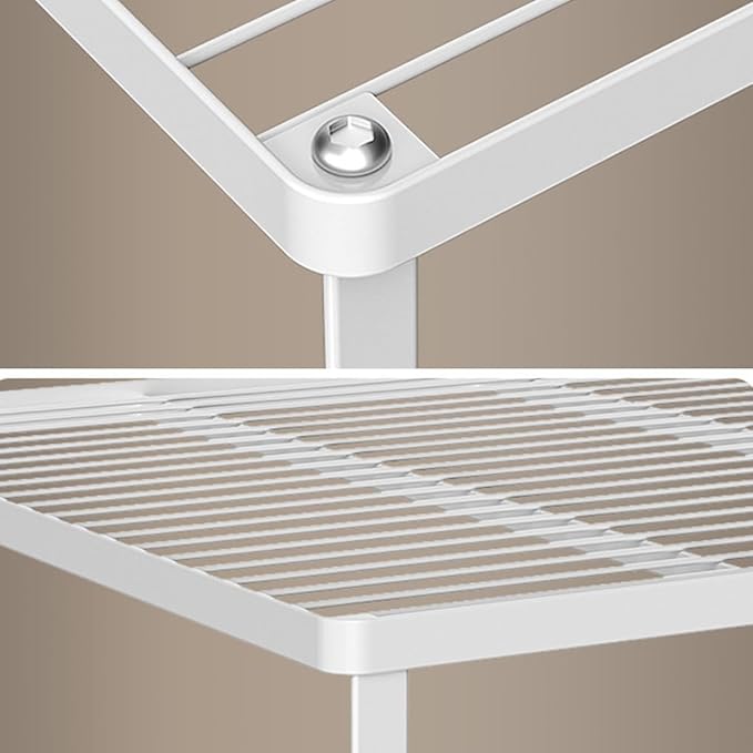 Kitchen Cabinet Storage Shelf Stackable Wire Spice Rack Organizer Heavy Duty Space Saver for Bathroom Bedroom Closet Laundry Room Office Countertop - White, Pack 1