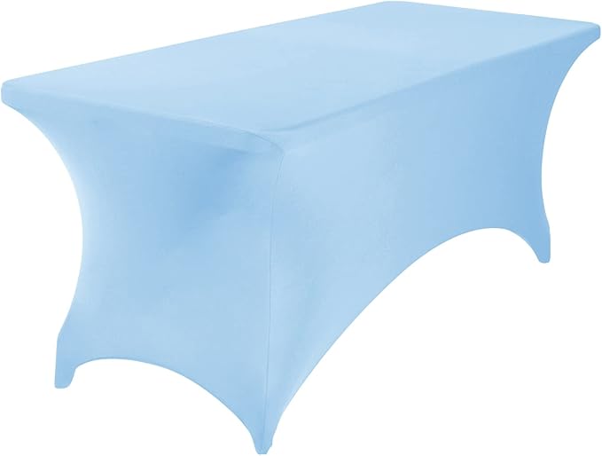2-Count Spandex Waterproof Tablecloths, 6FT, Blue Mist (Stretchable, Stain Resistant), All-Season, 2 Pack, Wedding, Party, Banquet, Events Table Covers