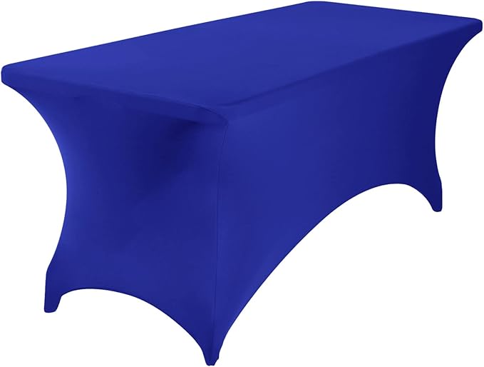 2Pack Spandex Waterproof Table Covers 6ft，Spandex 6ft Waterproof Table Cover for Party,Wedding, Banquet, and Events(Royal Blue)