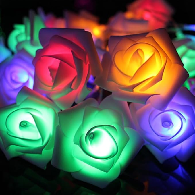 Everlasting Splashes LED Rose Flower Fairy String Lights Battery Operated Warm Flashing Light Romantic Proposal Wedding Party Birthday Christmas Thanksgiving DIY Indoor Outdoor Decorations (Red&Pink)