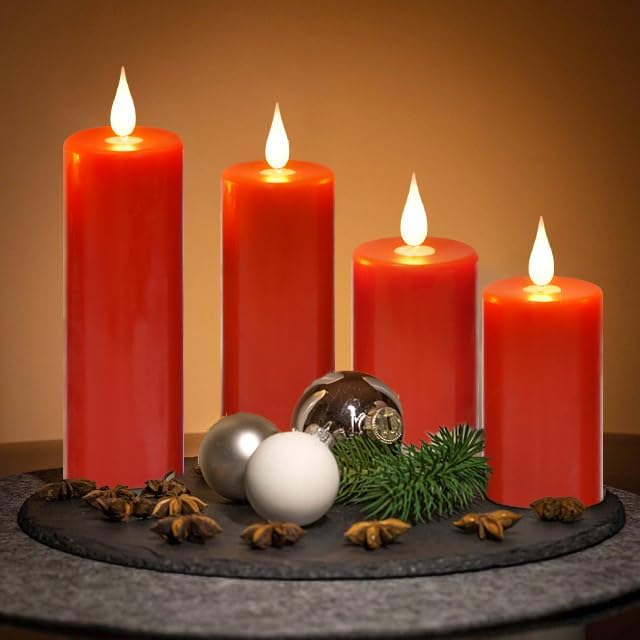 Flameless battery Operated LED candles 3D wick with10 key button remote control 24-hour timer Set of 9 electric flickering pillar real wax ApplyTo Party, Wedding,Dinner，gift and Home Decoration
