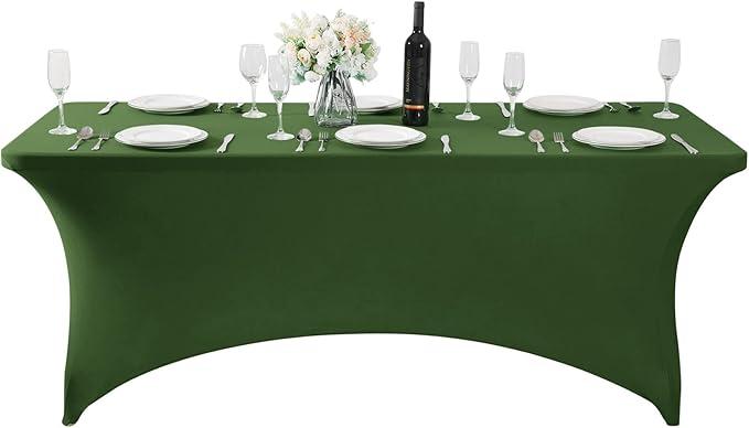 2Pack Spandex Table Cover for 8FT or 4ft or 6ft Table Universal Fitted Stretch Tablecloth for Party, Banquet, Wedding and Events-Willow