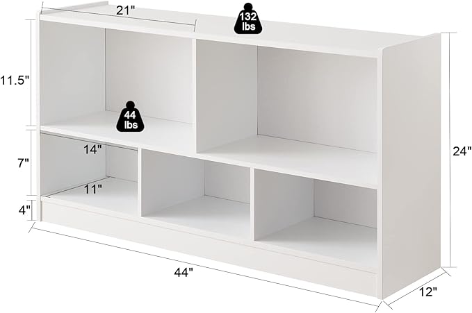 Toy Organizers and Storage, 5-Section Kids Bookshelf for Organizing Books Toys, School Classroom Wooden Storage Cabinet for Children's Room, Playroom, Nursery