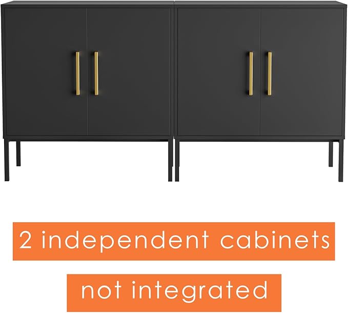 LYNSOM TV Stand for 55 Inch TV, Media Console Table with 2 Cabinets, Storage for Bedroom, Living Room, Entertainment Room (Black)