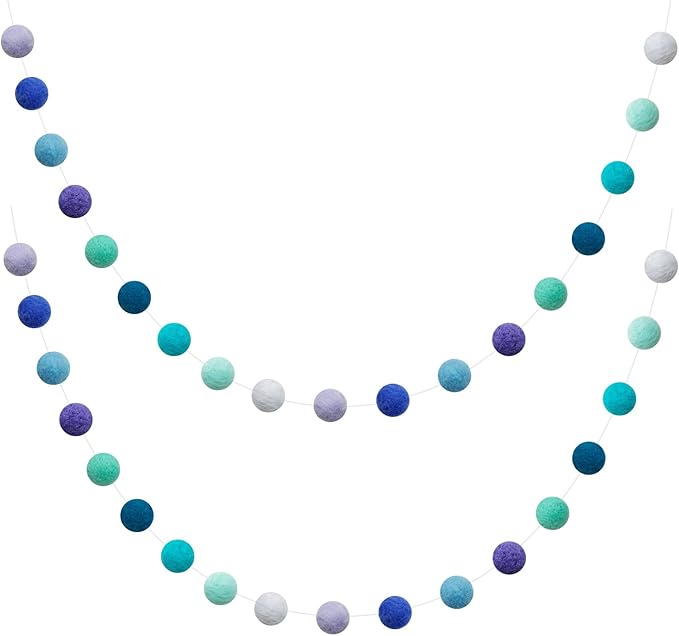 Felt Ball Garland Misscrafts 9.8 Feet 100% Wool Roving Pom Pom Garland 20mm Colorful for Baby Shower Grand Opening Party Festivals Room Decorations