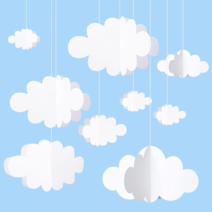 8 Pcs Hanging Clouds for Ceiling - Artificial Cloud Props for Art, Wedding, Bridal Shower, Bedroom