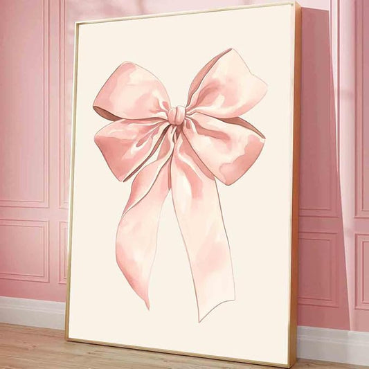 ashion Vintage Canvas Wall Art Watercolor Pink Bow Poster Print 16x24inch no frame