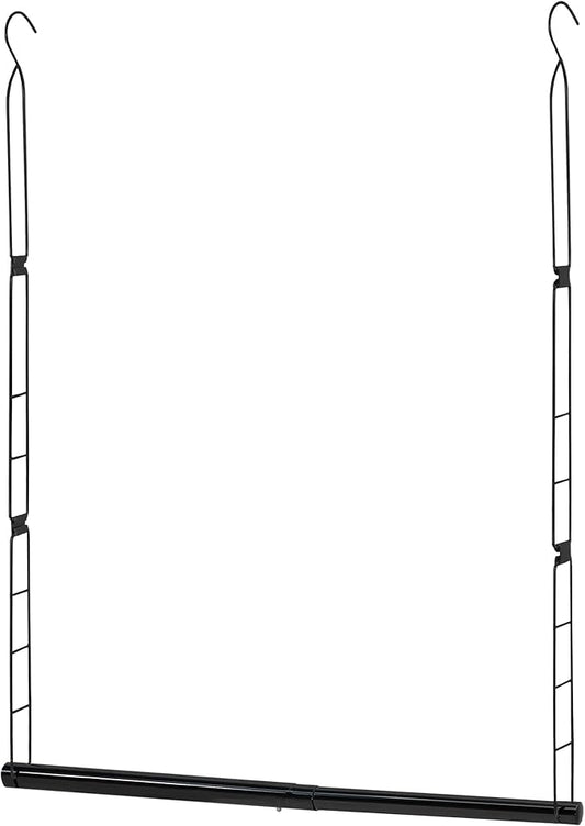 STORAGE MANIAC Hanging Closet Rod, Adjustable Width and Height Closet Hanging Organizer, Space-Saving Clothes Hanging Bar, Closet Extender Hanging Rod Double Closet Hanging Rod, 1 Pack Black
