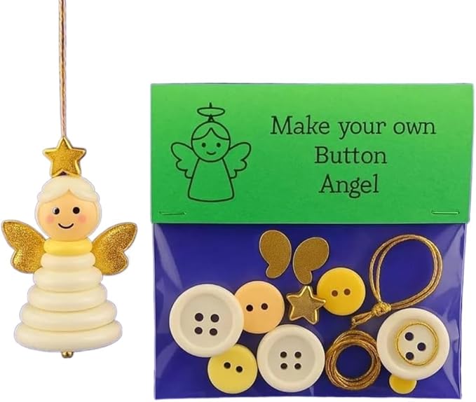 DIY Christmas Button Ornament Making Set - Snowman/Santa/Angel, Fun Holiday Craft Kit for All Ages, Ideal Xmas Tree Hanging Decor & Festive Gifts (10 pcs-C)