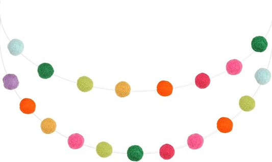 36PC 9.8 Feet Felt Wool Balls Garland 4/5 Inch Hanging String Kit for Christmas Tree Garland Holiday Decoration Birthday Wedding Baby Shower Party Wall Decorations