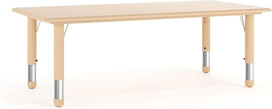Flash Furniture Wren Adjustable Classroom Activity Table for School and Home, Plastic Activity Table for Kids, 23.625" W x 47.25" L, Natural