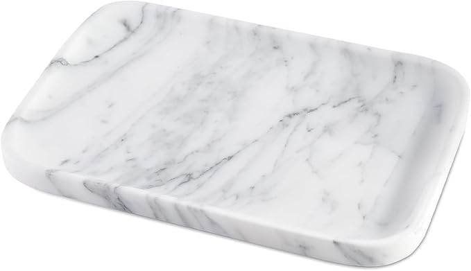 Vanity Trays, Marble Bathroom Tray for Countertop, Decorative Tray for Dresser Organizer, One Piece Serving Tray for Kitchen, Storage Tray for Kitchen Sink, Perfume, Jewelry Holder(Arabescato)