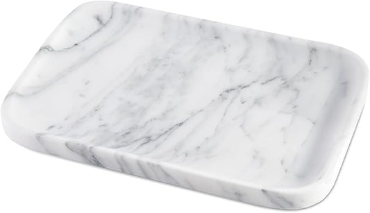Vanity Trays, Marble Bathroom Tray for Countertop, Decorative Tray for Dresser Organizer, One Piece Serving Tray for Kitchen, Storage Tray for Kitchen Sink, Perfume, Jewelry Holder(Arabescato)