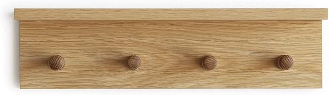 Entrance Coat Rack ，Coat Hooks, Wall-Mounted Wooden Hook Rack, Wall-Mounted Shelves are Very Suitable (Oak Colored Finish-1)