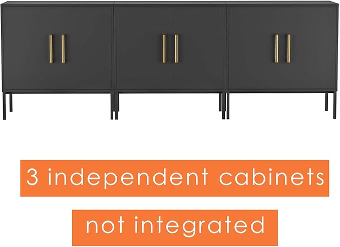 LYNSOM TV Stand for 85 Inch TV, Media Entertainment Center Console Table, 3 Cabinets, TV Console Table with Storage Cabinet for Bedroom, Living Room, Entertainment Room (Black)