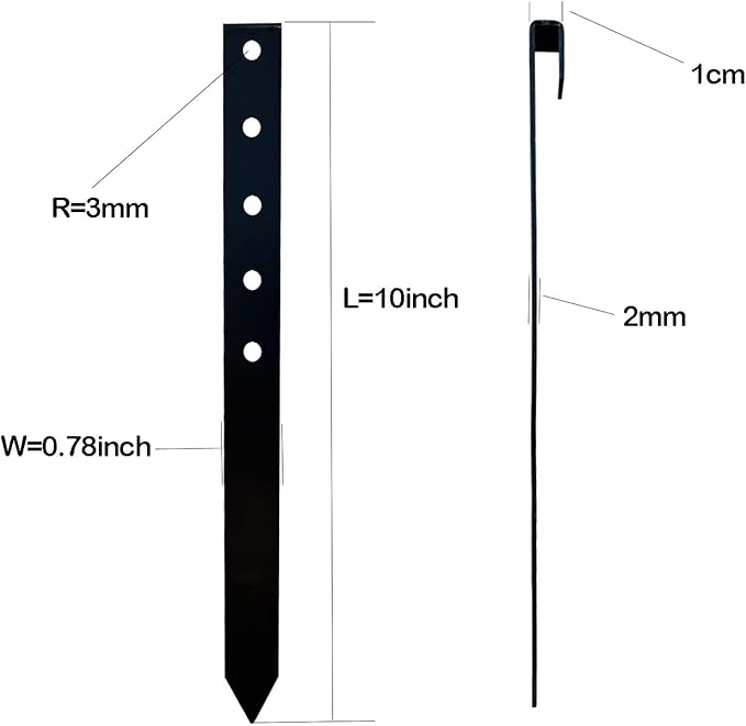 60Pcs Metal Garden Landscape Edging Stakes,Black, 10inch anchoring Stakes Landscape Anchoring Spikes for Terrace Board, Grass Barrier, Landscape Edging Coil, Garden Liner, Bender Board