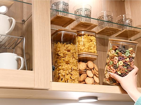 Glass Food Storage Jars Square 61oz, 3 Pack Glass Jars With Bamboo Lids, Kitchen Storage Containers For Spice, Candy, Cookie, Storage For Pantry Organizers