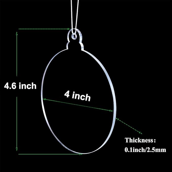 20Pcs 4 Inch Clear Acrylic Christmas Ornaments - DIY Craft Hanging Ornaments for Christmas Tree Decoration
