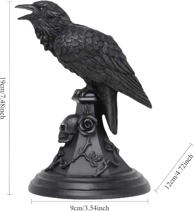 Gothic Crow Candle Holder Halloween Decoration Raven Statue Candle Sticks Holder Black Mystical Dark Accents for Home & Parties (Raven)