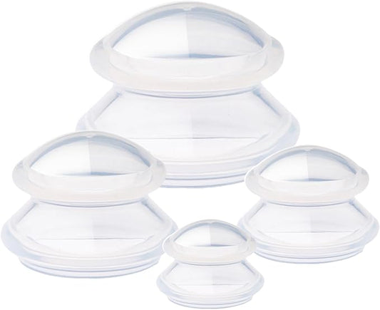 4 Pcs Cupping Therapy Professional Silicone Cupping Set,Suitable for Body Massage/Deep Myofascial Release/Pain Relief/Muscle Relaxation & More (Clear,4pcs)
