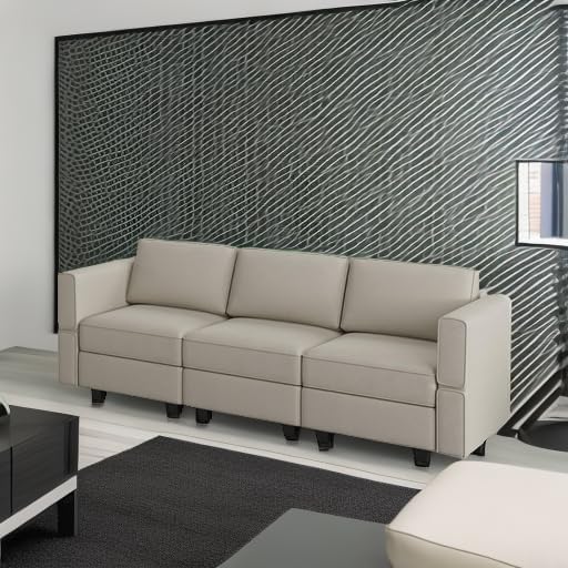 Belffin Modular Sofa Couch with Storage Seats Velvet 3 Seater Sofa for Living Room Grey