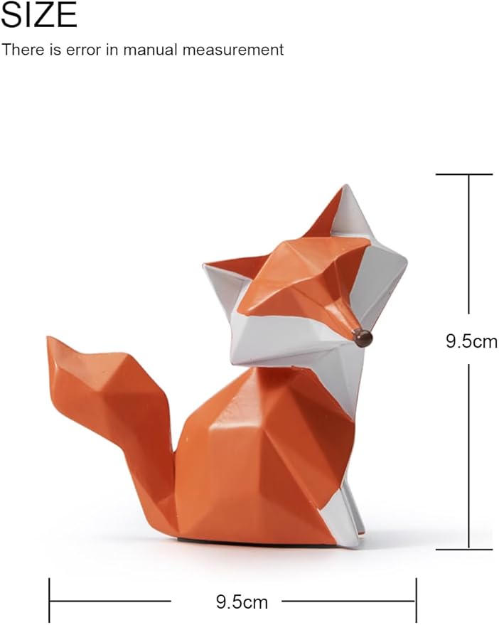 HAUCOZE Fox Figurine Gifts Geometric Sculpture Decor Animal Gifts Statue Polyresin Arts 4.0 inch