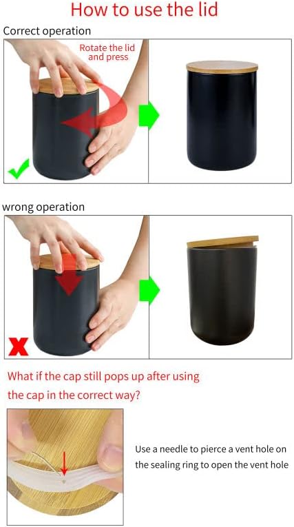 Ceramic Food Storage Jar Canister Modern Design Food Canisters with Airtight Seal Bamboo Lid, Loose Tea Coffee Spice Nuts Snacks Storage Jar Canister (White 33.81oz/1000ml)