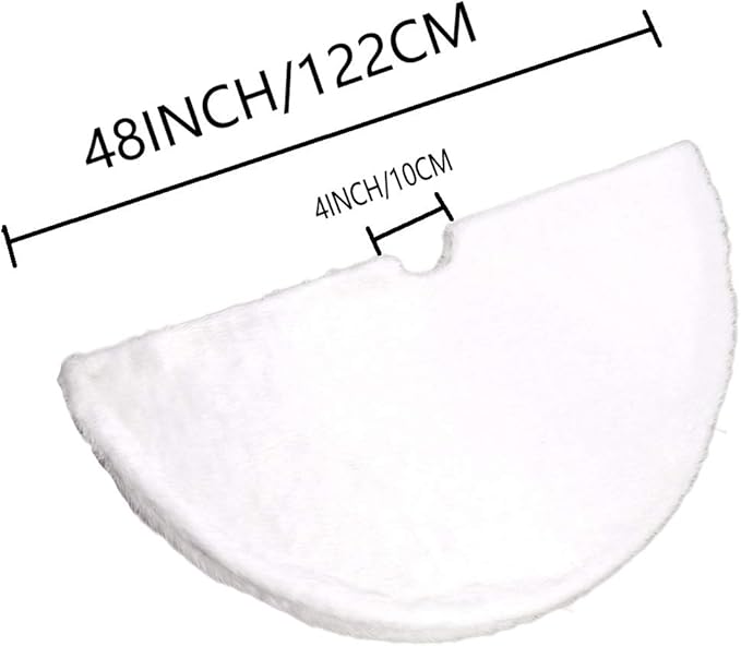 AOGU 48 Inch Faux Fur Christmas Tree Skirt White Plush Skirt for Merry Christmas Party Christmas Tree Decoration