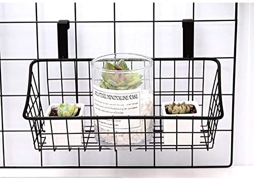 LeleCAT Basket with hook Grid Storage Basket, Hang it behind a door or on a railing, Over the Cabinet Door, Small, BLack,1 Pack
