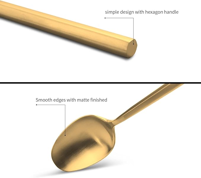 60-Piece Matte Gold Silverware Set, Hand Forged Utensil, Stainless Steel Flatware Set, Hexagon Handle Cutlery Set for Home Hotel Use, Service for 12