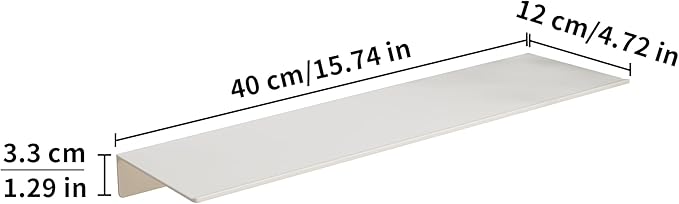 JOOM White Metal Floating Shelf - Small Bathroom Display Shelf for Wall Storage (White, 16 in)