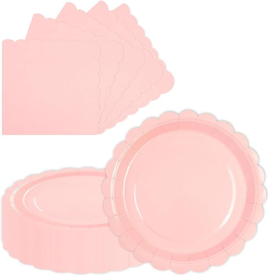 40 pcs Pink Party Paper Plates and Napkins Disposable 9 inch 20 pcs Dessert Plates & 20 pcs Napkins Tableware for Fruit Cake Party Decorations