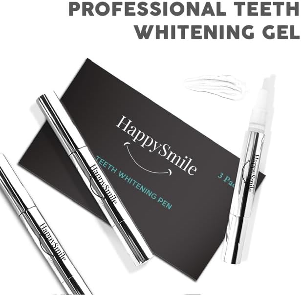 HappySmile Premium Teeth Whitening Pen Set of 3 - Achieve a Brighter Smile, Easier Than Strips or Other Whitening Kits - Professional Results, Gentle on Sensitive Teeth