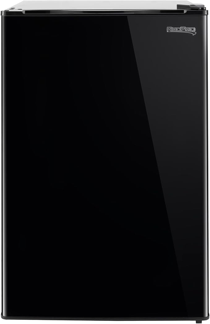 RecPro 3.3 Cu Ft 12V RV Refrigerator | Black Fridge with Adjustable Shelves, 18-Can Door Storage, Reversible Door | 7 Temp Settings, Frost-Free | Ideal for RVs & Small Spaces