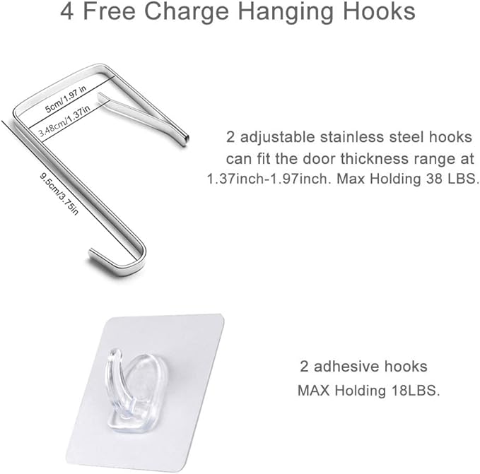 XL Door Laundry Hamper, Hanging Hamper with Large Openging, Hanging Laundry Hamper Storage Bag，Door hampers for Laundry of Home, Dorm, or Travel(Heather Grey, 36x22 Inch)