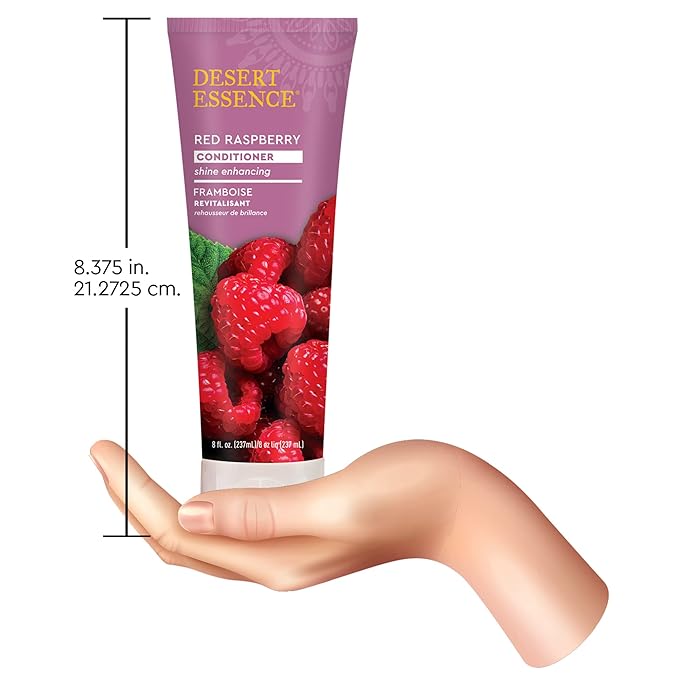 Desert Essence Red Raspberry Conditioner - 8 Fl Ounce - Shine Enhancing - Vitamin A & C - Smooth & Silky - Strengthing - Shea Butter - Calcium & Magnesium - Vitamin B5