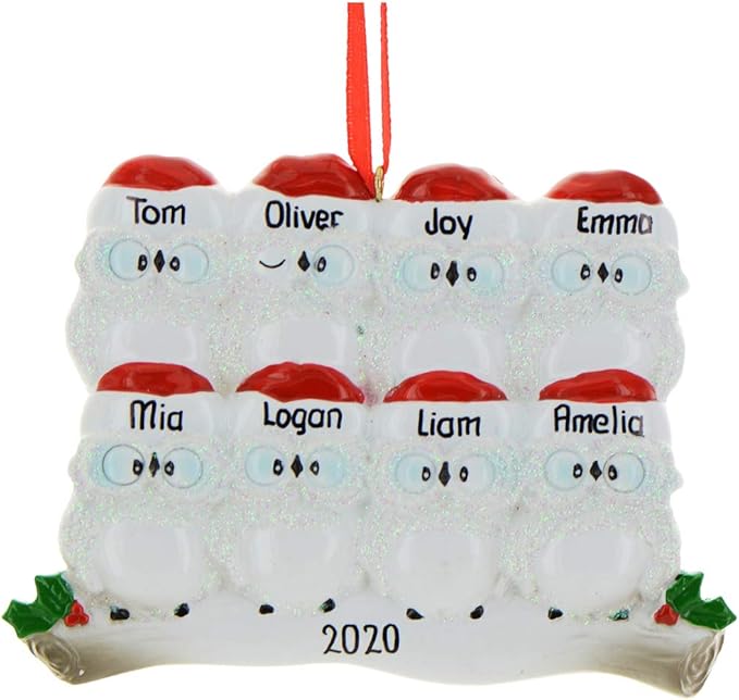 3D Owl Family of 8 Christmas Ornament 2025 Personalized Family Christmas Ornaments 2025 | White Holiday Keepsake Personalized Tree Ornaments Customizable Gifts Woodland Owls of Eight Ornament Holly