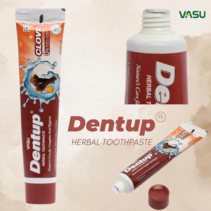 Dentup Herbal Toothpaste with Clove & Basil | Natural Fluoride-Free Ayurvedic Toothpaste for Fresh Breath & Gum Support – 100g Each (Pack of 2)