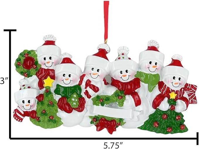 3D Snowman Family of 7 Ornament 2025 Personalized Family Christmas Ornaments 2025 | Snow People Personalized Tree Ornaments for Grandchildren, Siblings & Grandkids of Seven Ornament Snowmen Small Tree