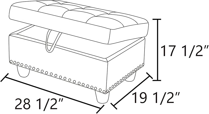 Ottoman Rectangular Storage Ottoman Bench, Footrest Stool Footstool with Lid for Living Room, Bedroom, Entryway, Brown, 28.5"x19.5"x17.5"
