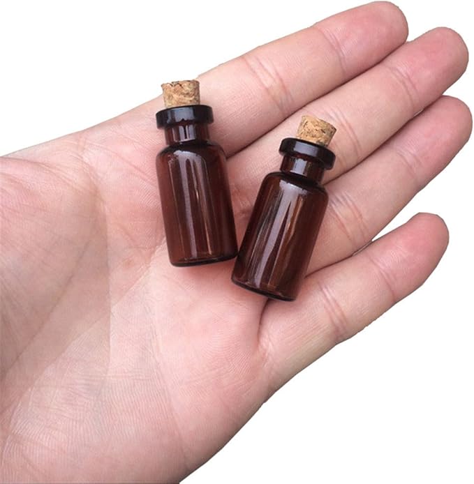 2ml Amber Glass Vials with Cork Empty Brown Tiny Glass Jars Mini Glass Bottles Vials Jars Containers 50units (50, 2ML)