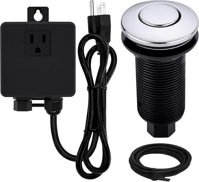 Garbage Disposal SinkTop Air Switch Kit with Long Button,Brass Made Cover,Chrome