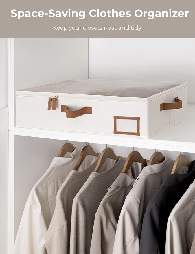 StorageWorks Under Bed Storage Containers with Handles and Label Holder, 2 Pack Ultra-thick Fabric Underbed Bins, Closet Organizer for Clothes, Blankets, Sweater