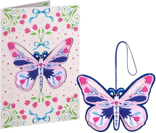 Lovepop Handmade Dazzling Butterfly HeartFelt Charm Card | Soft Felt Keychain for Wallet, Handbag, Car Key, Home Decor | Ornaments, Bag Charms, Key Ring, Purse Accessories, Gift Toppers