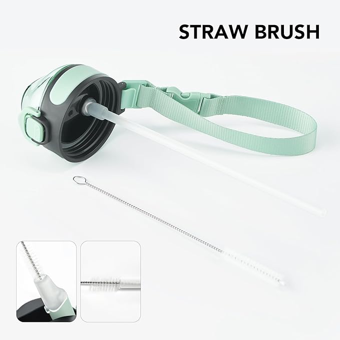 Enerbone 32 oz Insulated Water Bottle, Stainless Steel Bottle with Carrying Strap, Double-Wall Vacuum Insulation Design, Leakproof Sports Bottle with Straw, Keep Drinks Cold or Hot for Hours