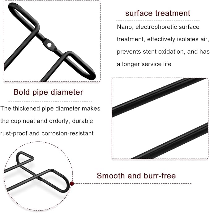 Enenes Heavy Duty Metal Stemware Rack 2 Pack, 10.3 Inch Under Cabinet Hanging Wine Glass Holder for Kitchen Bar, Organize Cups, Goblets, Wine Glasses