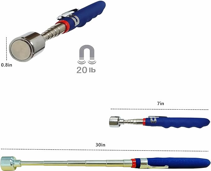 20lb Telescoping Magnetic Pick Up Tool Extendable 31" Telescopic Magnet Stick Useful for Hard-to-Reach,Sink Drains Mechanic Automotive Gifts for Men Women Husband Birthday Father's Day(3PCS)